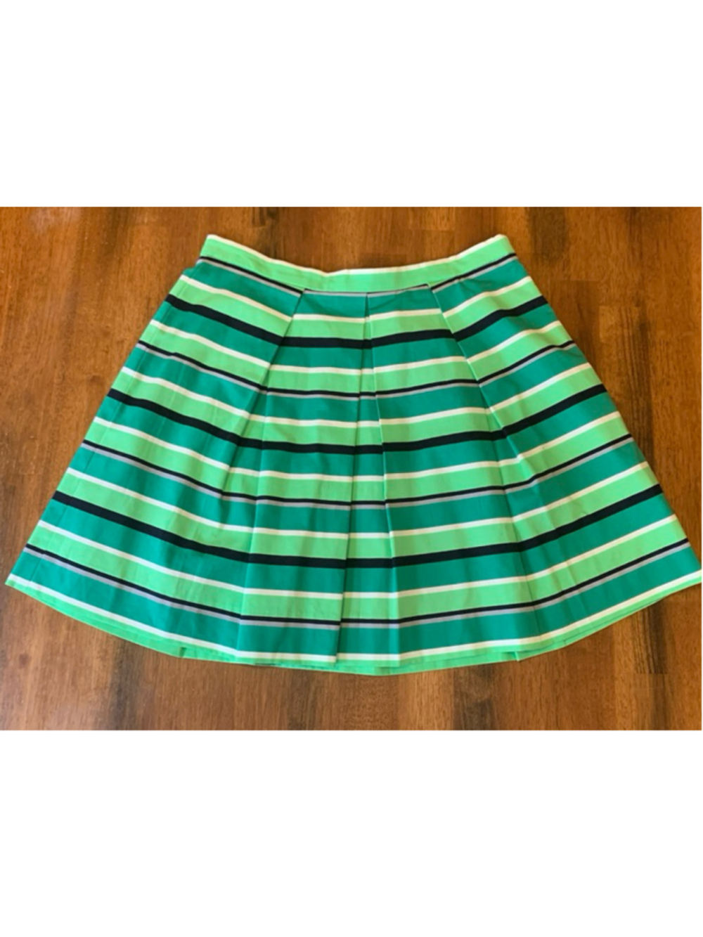 Gap Mini Skirt 6 Green Stripes Lined Side Zipper